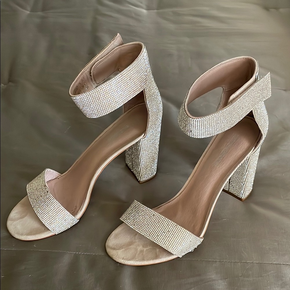 Jeffrey Campbell Champagne (Encrusted-Stone) Block Heels. Cute and comfy!